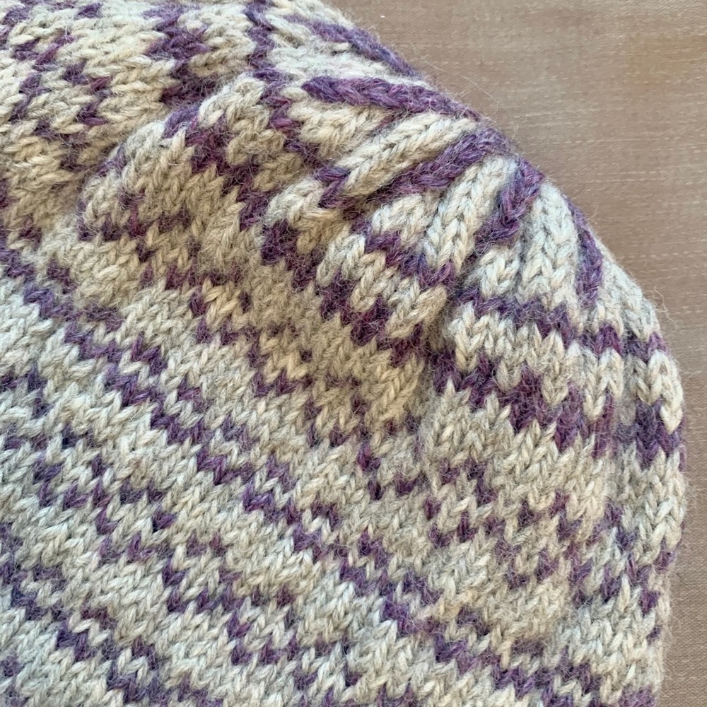 Hand Knit Fair Isle Wool Cap - Picture 3 of 5